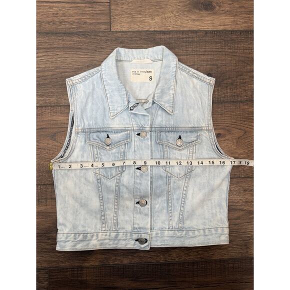 Rag & Bone Light Blue Denim Jean Vest Women’s Sz S Crop - Picture 5 of 8